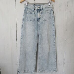 GAP Jeans 26 2 High Rise Stride Wide Leg Light Wash Ankle Patch Pocket Boho